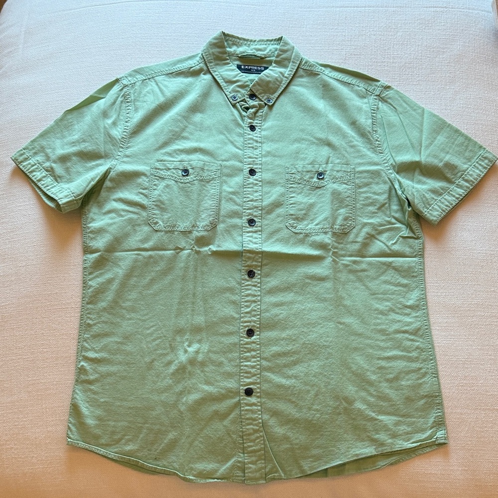 Express Men's Casual Green Button Down Shirt